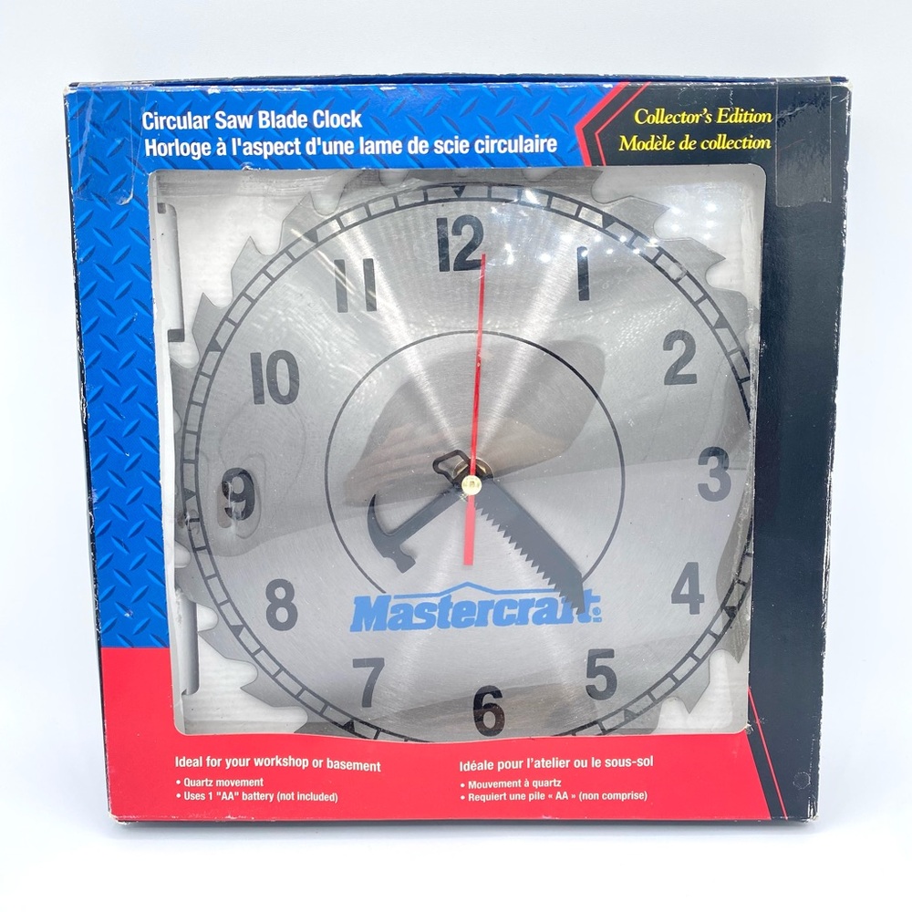 Mastercraft Circular Saw Blade Clock Quartz Movement Collectors Man Cave Garage